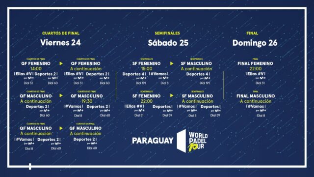 Horarios de la retransmisión del WPT Paraguay Padel Open 2023 en Movistar Plus+ Horarios de la retransmisión del WPT Paraguay Padel Open 2023 en Movistar Plus+