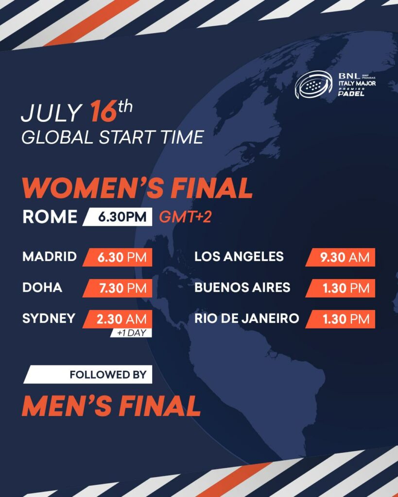 En directo las finales del Italy Major Premier Padel 2023