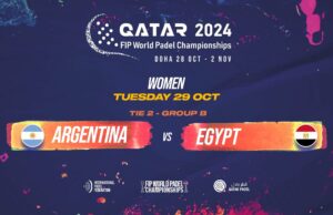 En directo el partido de Argentina ante Egipto en la segunda jornada de la fase de grupos femenina del Mundial de Pádel de Qatar 2024 En directo de Argentina ante Egipto en la segunda jornada de la fase de grupos femenina del Mundial de Pádel de Qatar 2024