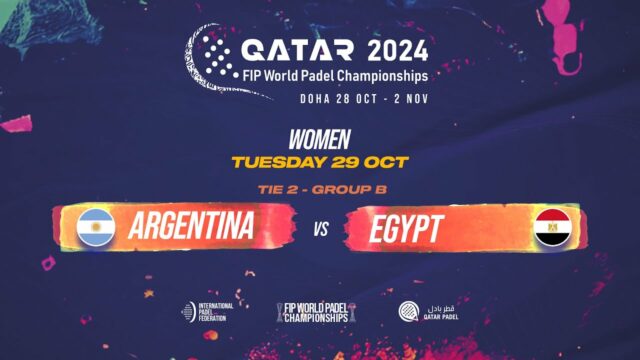 En directo el partido de Argentina ante Egipto en la segunda jornada de la fase de grupos femenina del Mundial de Pádel de Qatar 2024 En directo de Argentina ante Egipto en la segunda jornada de la fase de grupos femenina del Mundial de Pádel de Qatar 2024