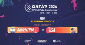 En directo el partido de Argentina ante Estados Unidos en la segunda jornada de la fase de grupos masculina del Mundial de Pádel de Qatar 2024