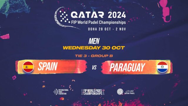 En directo la tercera jornada de la fase de grupos masculina del Mundial de Pádel de Qatar 2024: España vs Paraguay En directo la tercera jornada de la fase de grupos masculina del Mundial de Pádel de Qatar 2024: España vs Paraguay
