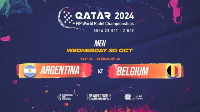 En directo la tercera jornada de la fase de grupos masculina del Mundial de Pádel de Qatar 2024: Argentina vs Bélgica En directo la tercera jornada de la fase de grupos masculina del Mundial de Pádel de Qatar 2024: Argentina vs Bélgica