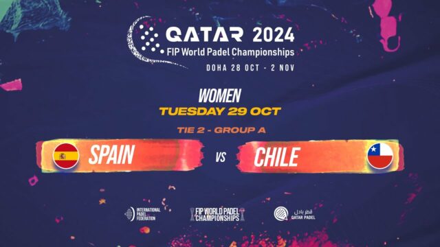 En directo el partido de España contra Chile en la segunda jornada de la fase de grupos femenina del Mundial de Pádel de Qatar 2024 En directo de España contra Chile en la segunda jornada de la fase de grupos femenina del Mundial de Pádel de Qatar 2024 ante Brasil