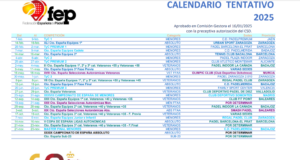 La FEP hace oficial el calendario tentativo de competición 2025